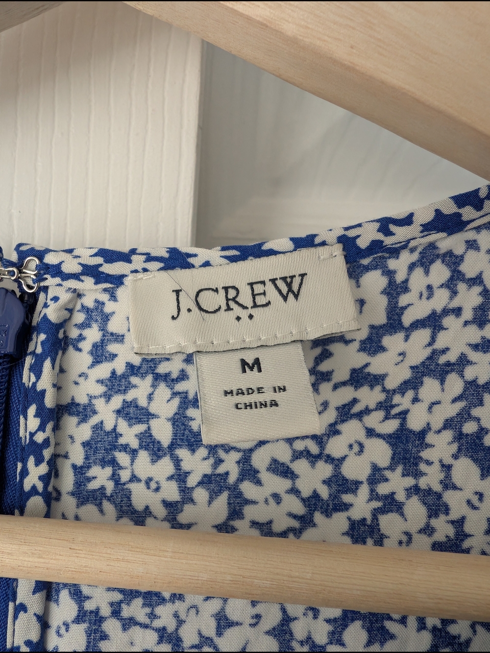 J. Crew Blue White Ditsy Floral Tiered Maxi Dress Short Sleeves, size M Cottage - Picture 7 of 12